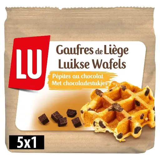 Lu Gaufres de Liège Pépites de Chocolat 5 Pièces 240 Gr