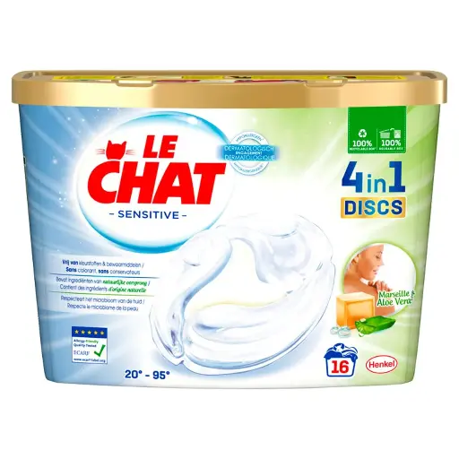 Le Chat 4en1 Discs Sensitive Lessive Pods 16 Doses