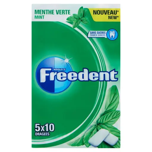 Freedent Menthe Verte Chewing-gum 5x10 Pièces 70 Gr