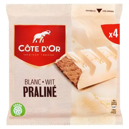 Côte d'Or Blanc Praliné Bâtons de Chocolat 4x46 Gr