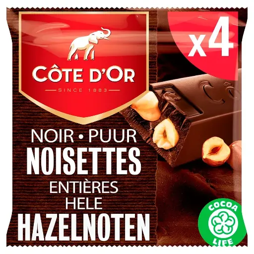 Côte d'Or Noir Noisettes Entières Bâtons de Chocolat 4x45 Gr