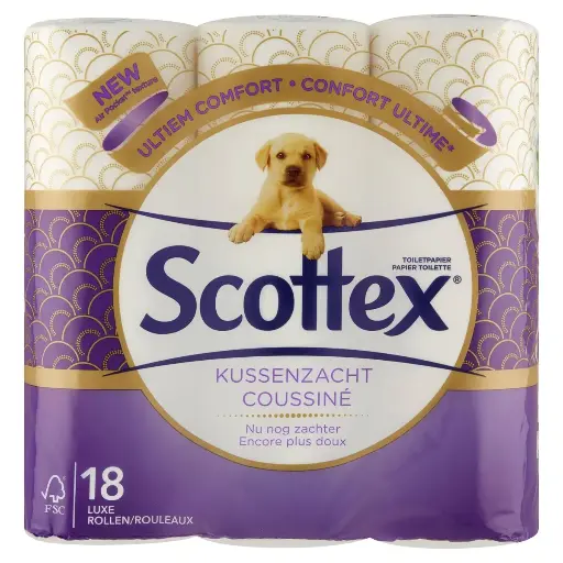 Scottex Coussiné Papier-Toilette 18 Rouleaux