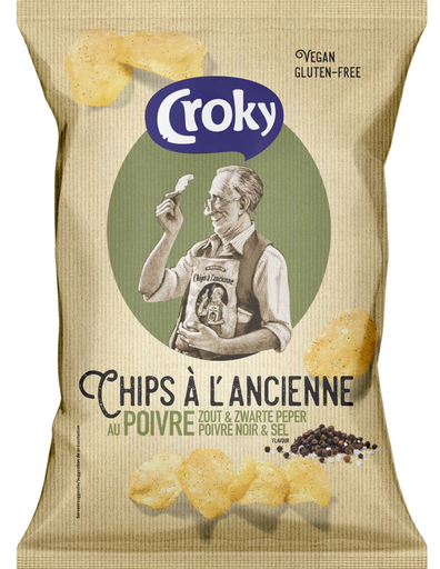 Croky Chips à l'Ancienne Poivre Noir & Sel 150 Gr