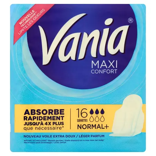Vania Maxi Confort Normal+ Serviettes Hygiéniques 16 Pièces