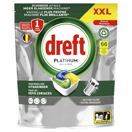 Dreft Platinum Lemon Tabs Lave-Vaisselle 66 Pièces