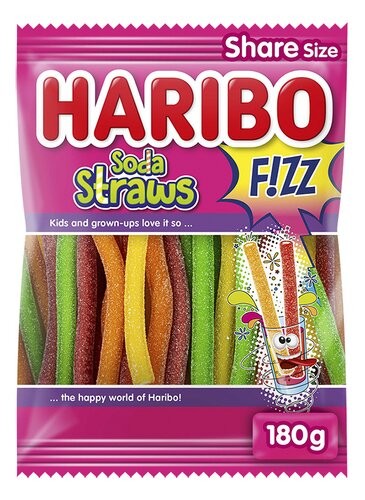 [HARI009] Haribo Soda Straws Fizz Bonbons 180 Gr