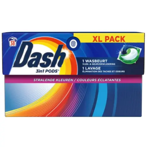 Dash 3en1 Couleurs Éclatantes Lessive Pods 38 Pièces