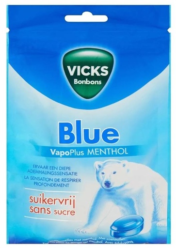 Vicks Blue Menthol Sans Sucre Bonbons 72 Gr