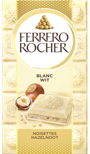 [FERR003] Ferrero Rocher Blanc Noisettes Tablette Chocolat 90 Gr
