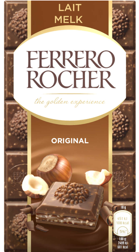 [FERR002] Ferrero Rocher Lait Noisettes Tablette Chocolat 90 Gr