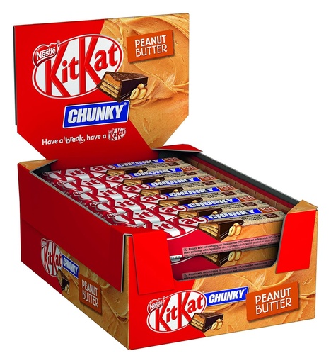 [KITK007] Nestlé Kit Kat Chunky Peanut Butter Barres Chocolatées 24x42 Gr